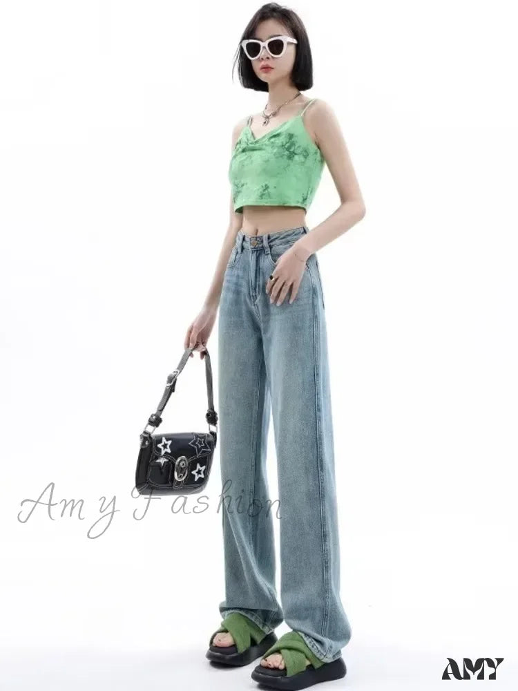 Amy Fashion - Vintage Harajuku Teenagers Y2K Aesthetic Clothing Autumn Baggy Jean