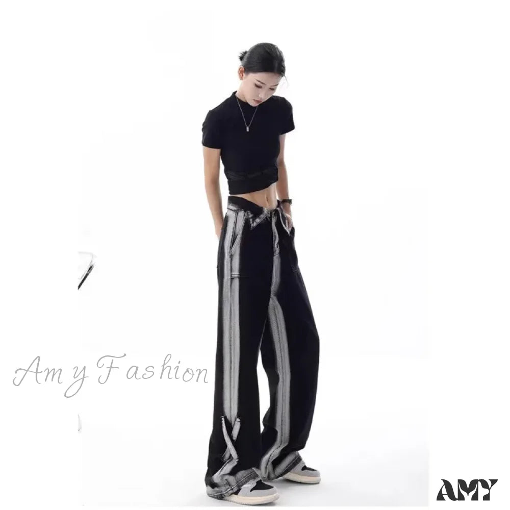 Amy Fashion - Vintage Harajuku Teenagers Y2K Aesthetic Clothing Autumn Baggy Jean