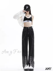 Amy Fashion - Vintage Harajuku Women Clothes For Teenagers Y2K Aesthetic Clothing Autumn Baggy Jean