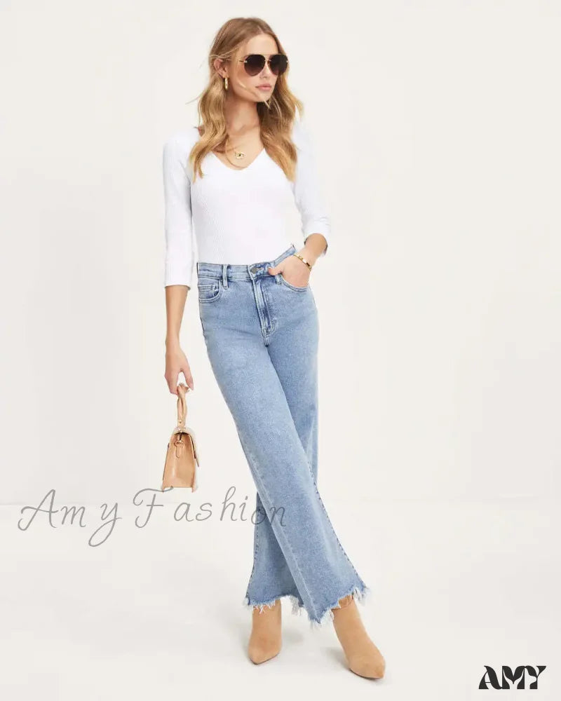 Amy Fashion - Vintage High Straight Korean Denim Jean