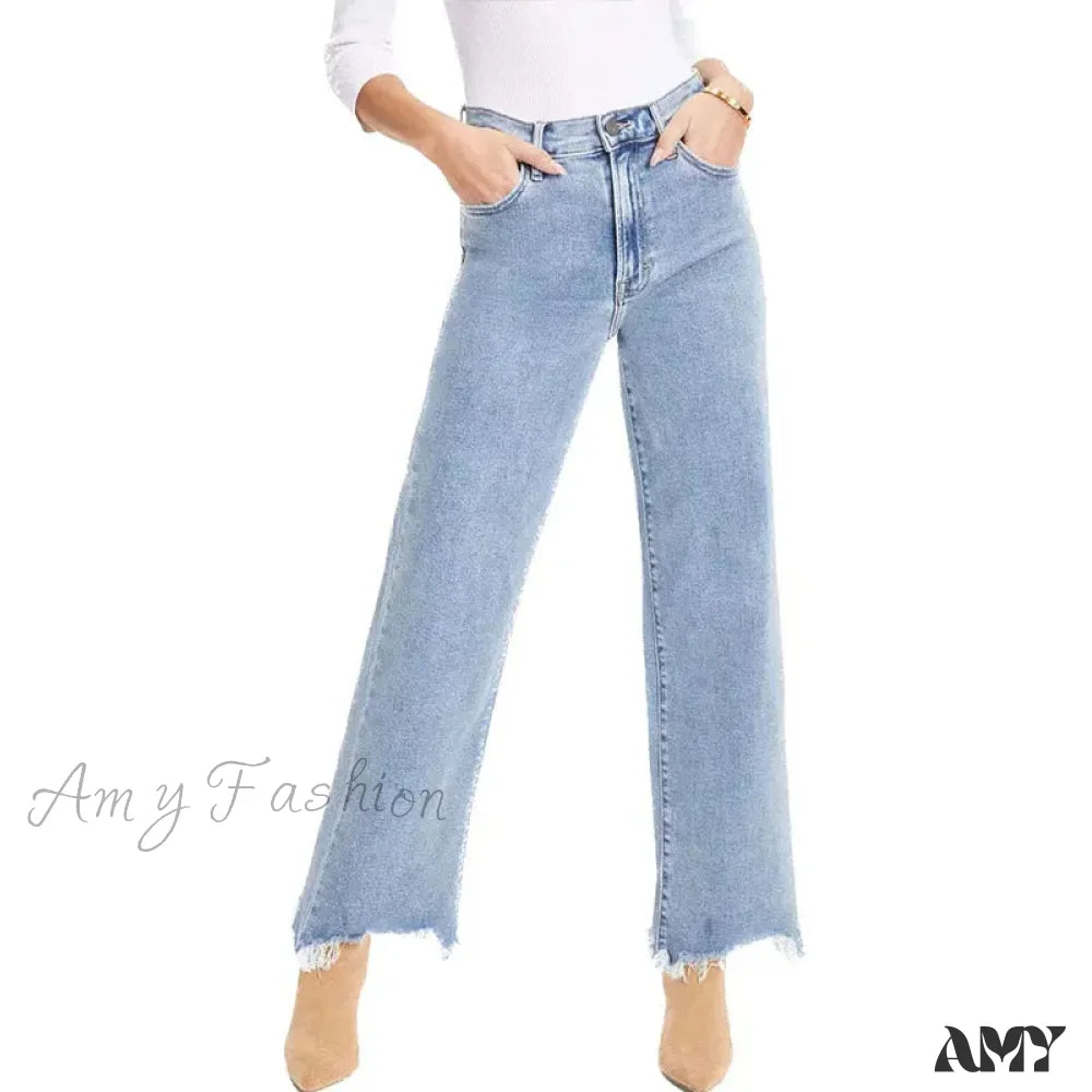 Amy Fashion - Vintage High Straight Korean Denim Jean Blue / S