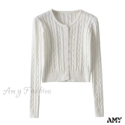 Amy Fashion - Vintage Long Sleeve Slim Knitted Cardigan