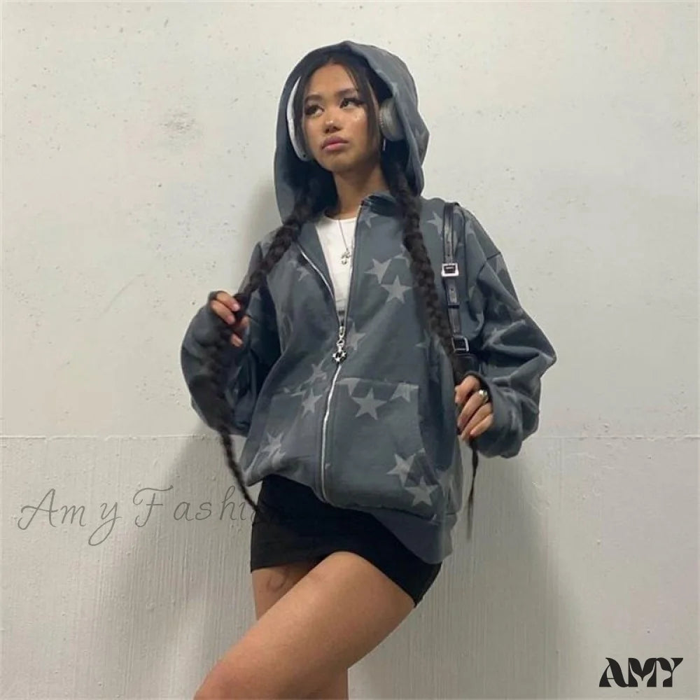 Amy Fashion - Vintage Star Graphic Hoodies