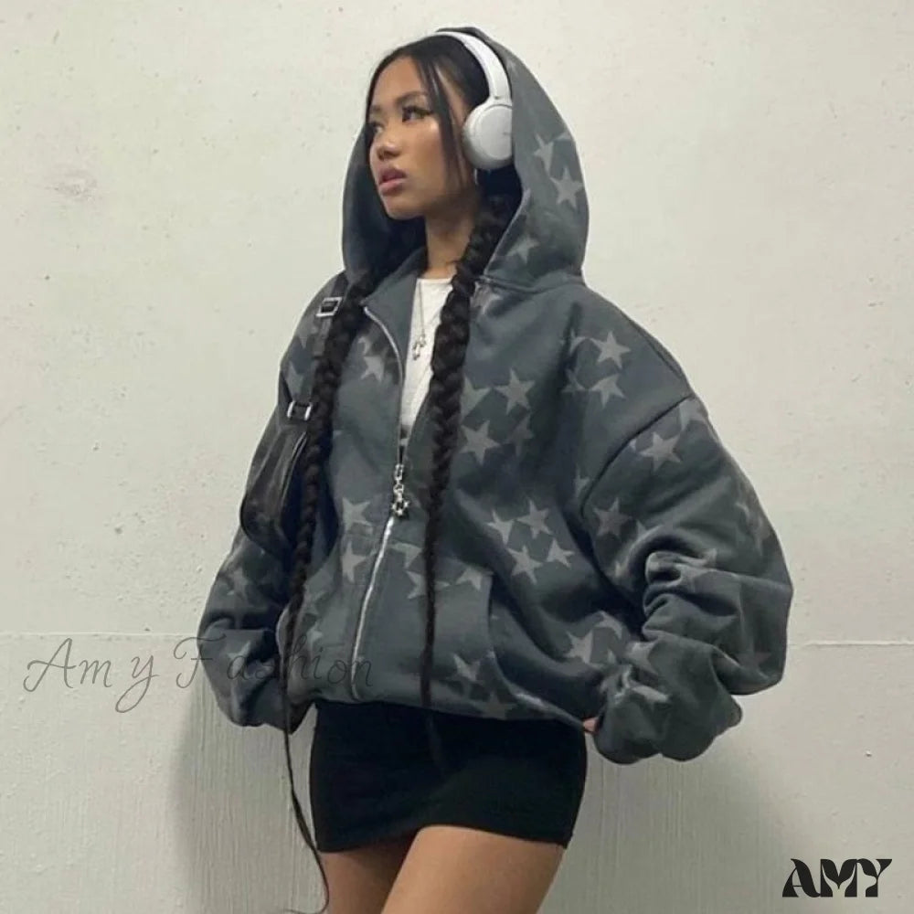 Amy Fashion - Vintage Star Graphic Hoodies