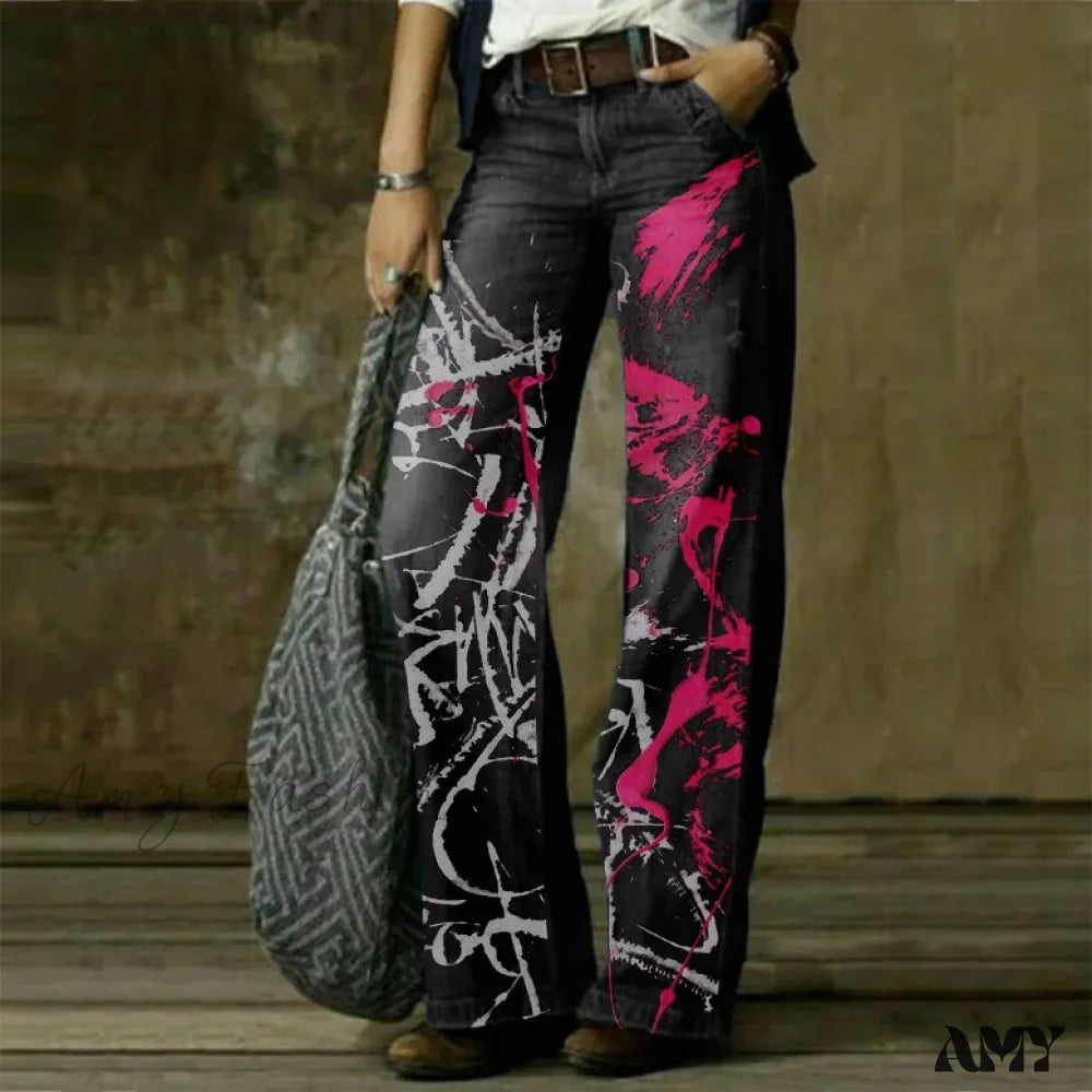 Amy Fashion - Vintage Style Loose Wide Leg Harajuku Streetwear Straight Denim Fashionable Jean