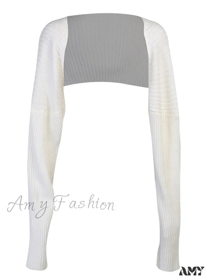 Amy Fashion - Wannathis Knitted Cardigans Women Long Sleeve Crop