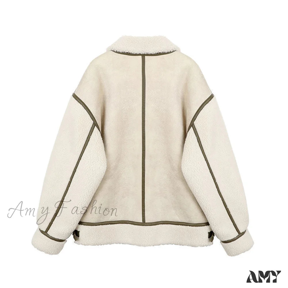 Amy Fashion - Warm Loose Leather Patchwork Jacket