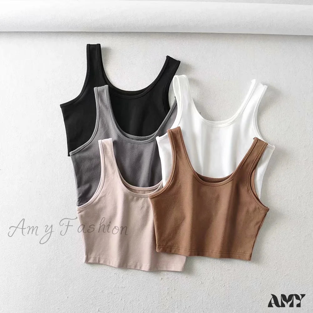 Amy Fashion - White Cute Short Crop Tops