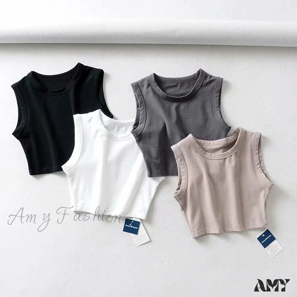 Amy Fashion - White Cute Short Crop Tops