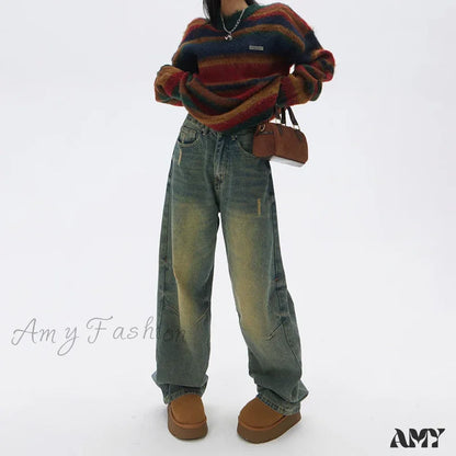 Amy Fashion - Wide Y2K Vintage Baggy Distressed Streetwear Denim Jean