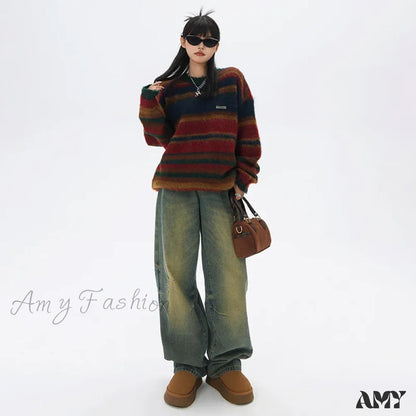 Amy Fashion - Wide Y2K Vintage Baggy Distressed Streetwear Denim Jean