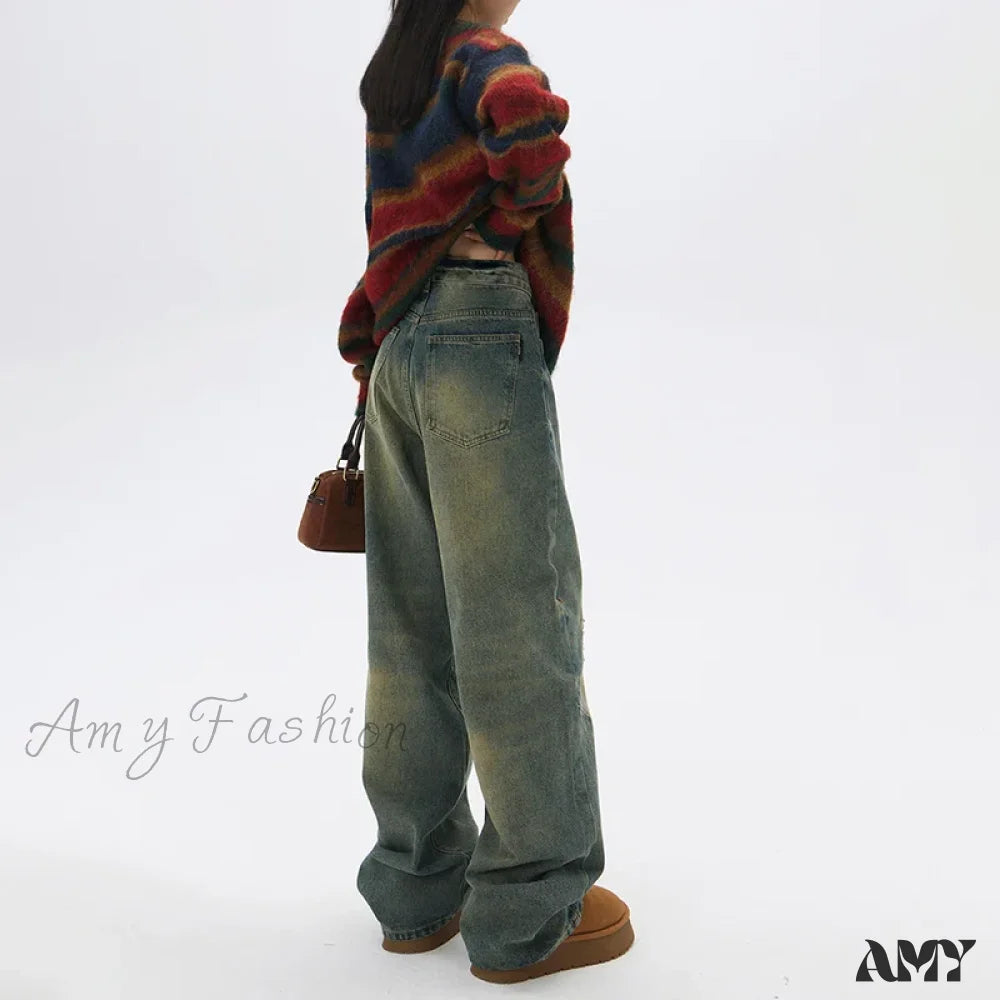 Amy Fashion - Wide Y2K Vintage Baggy Distressed Streetwear Denim Jean