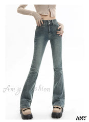 Amy Fashion - Winter Women’s Plus Velvet Warm Black Flare Vintage High Waist Harajuku Streetwear