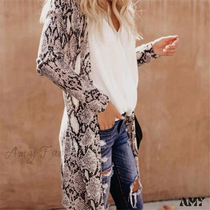 Amy Fashion - Women Cardigan Long Sleeve Leopard Kimono Shawl Loose Coat