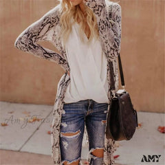 Amy Fashion - Women Cardigan Long Sleeve Leopard Kimono Shawl Loose Coat