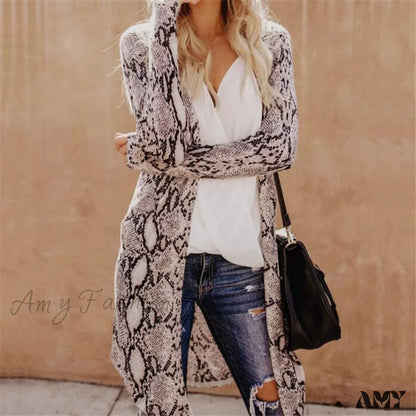 Amy Fashion - Women Cardigan Long Sleeve Leopard Kimono Shawl Loose Coat