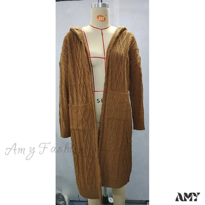 Amy Fashion - Women Cardigans Baggy Long Coat Chunky Knitted Sweater 1 / S