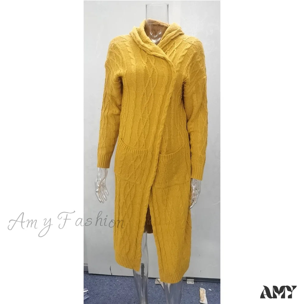 Amy Fashion - Women Cardigans Baggy Long Coat Chunky Knitted Sweater 2 / S