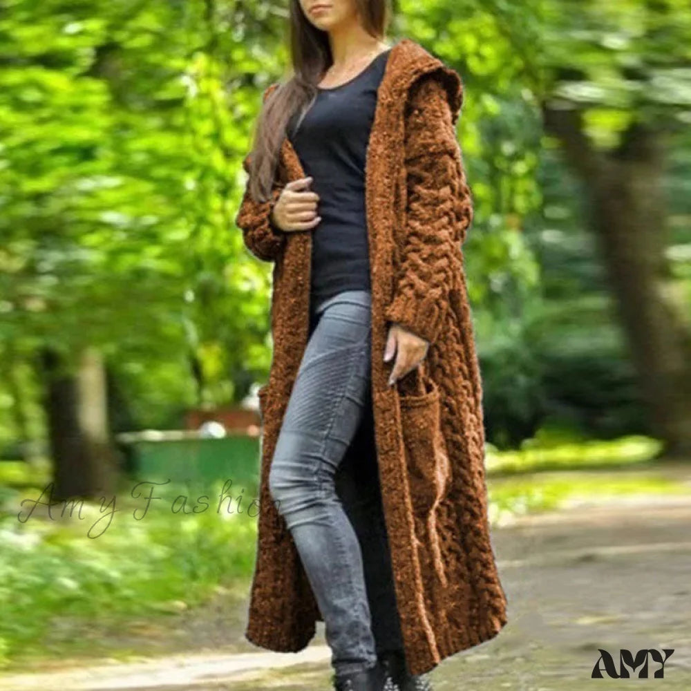 Amy Fashion - Women Cardigans Baggy Long Coat Chunky Knitted Sweater