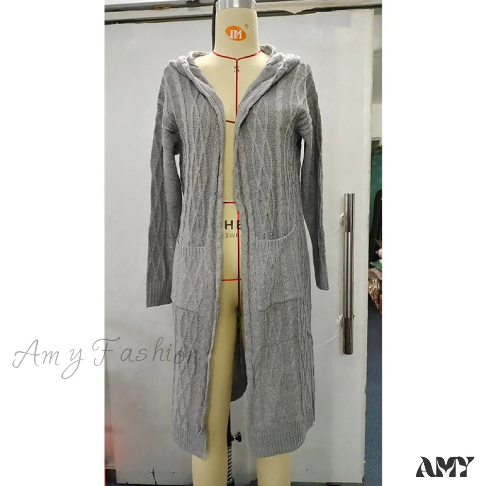 Amy Fashion - Women Cardigans Baggy Long Coat Chunky Knitted Sweater 3 / S