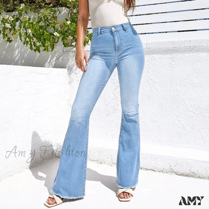 Amy Fashion - Women Flare Vintage Stretch Pocket Casual Loose Streetwear High Waist Urban Female