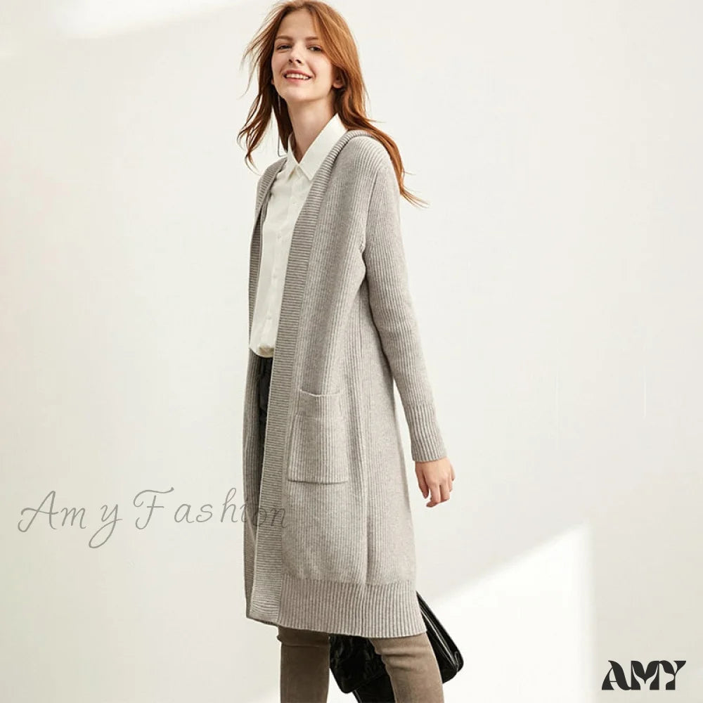 Amy Fashion - Women New Loose Hat Long Knitted Female Cardigan