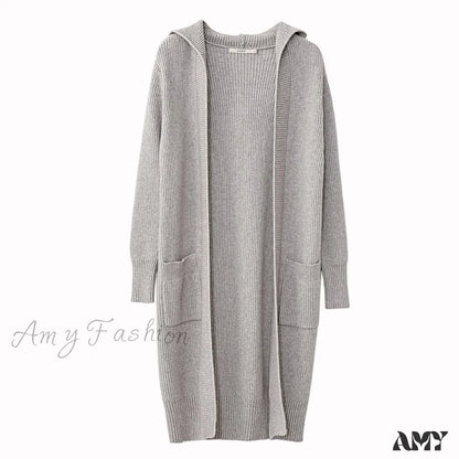 Amy Fashion - Women New Loose Hat Long Knitted Female Cardigan