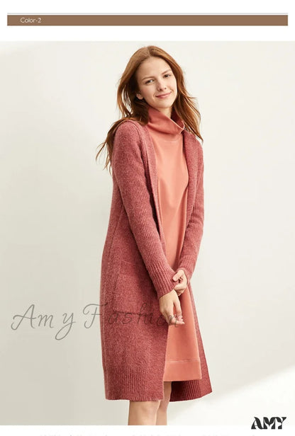 Amy Fashion - Women New Loose Hat Long Knitted Female Cardigan