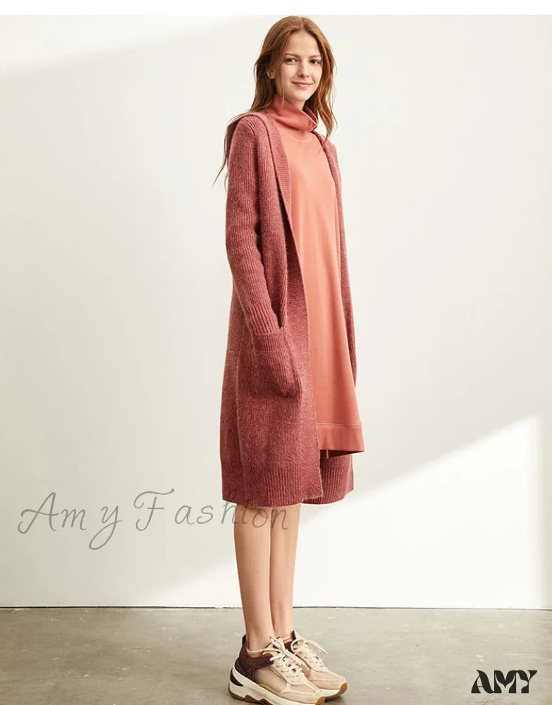 Amy Fashion - Women New Loose Hat Long Knitted Female Cardigan