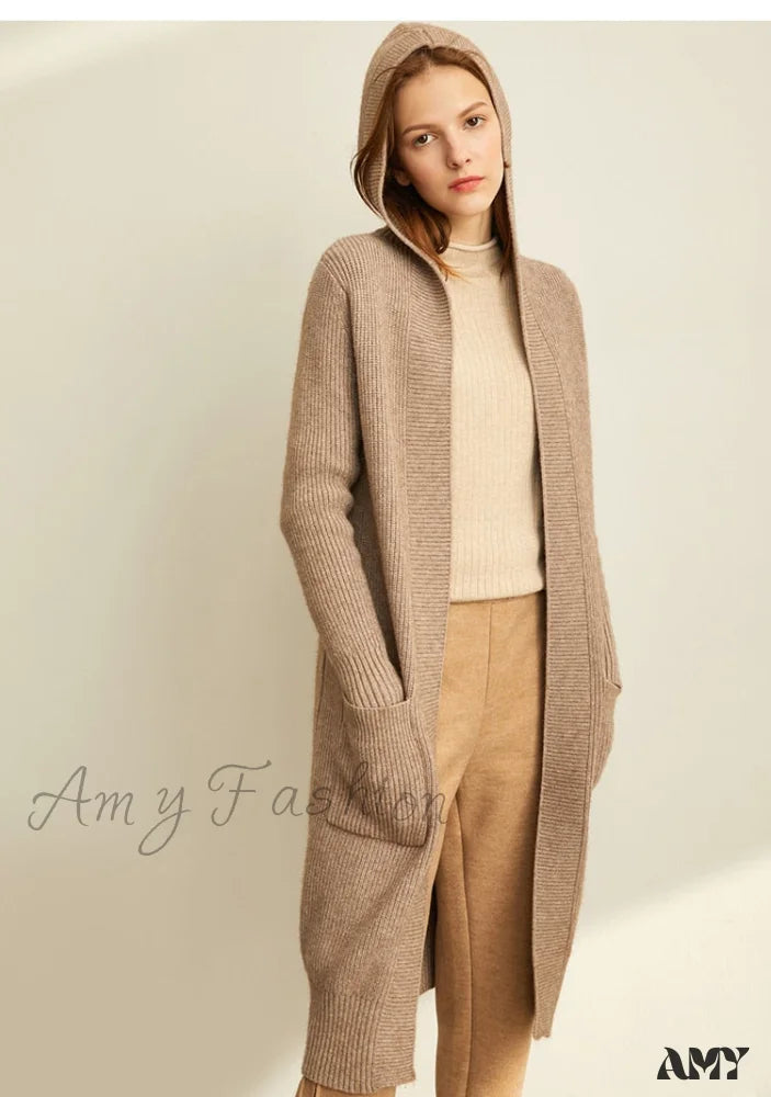 Amy Fashion - Women New Loose Hat Long Knitted Female Cardigan