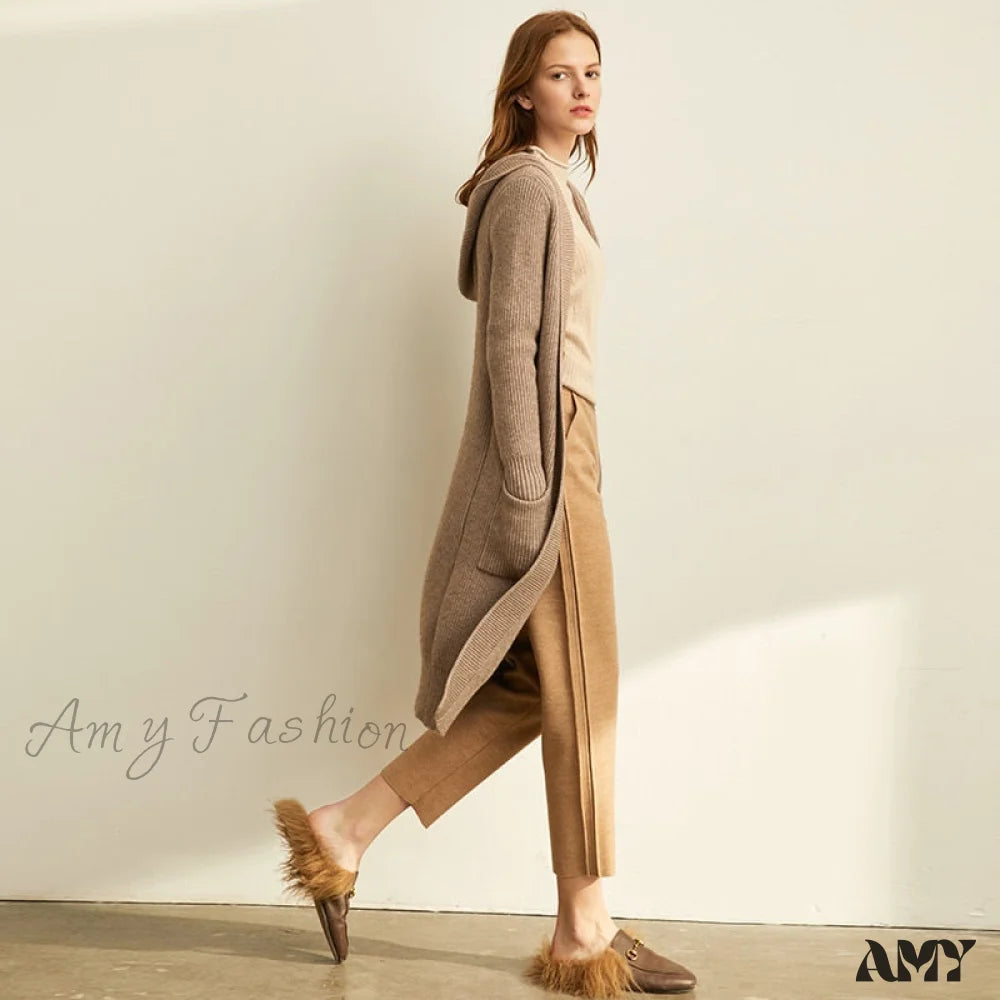 Amy Fashion - Women New Loose Hat Long Knitted Female Cardigan