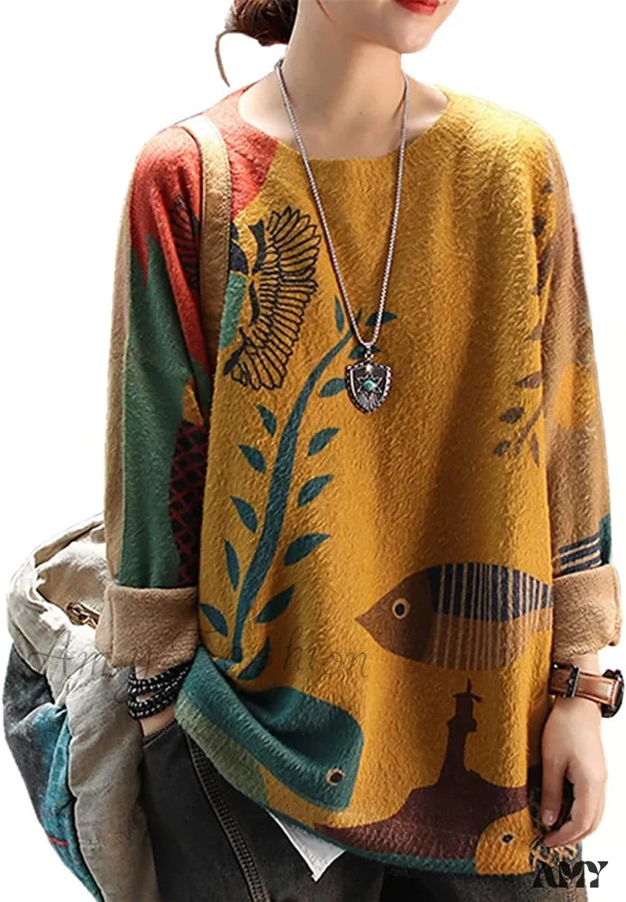 Amy Fashion - Women Oversized Pullover Casual Loose Long Sleeve Knit Sweater S01 As Picture19 /