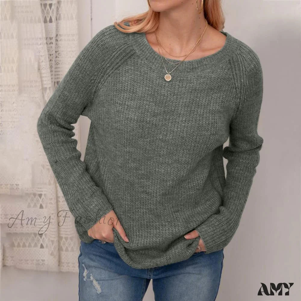 Amy Fashion - Women Winter Loose Casual Pullover Knit Sweater