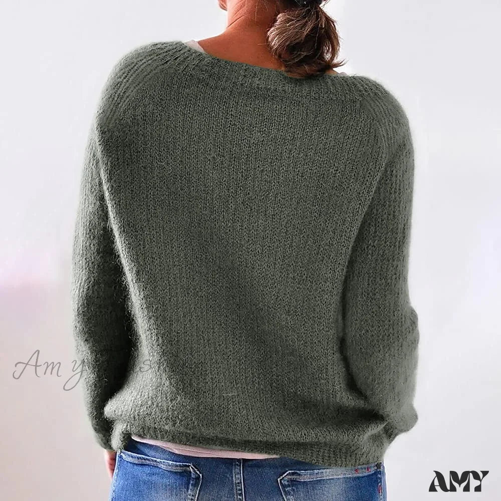 Amy Fashion - Women Winter Loose Casual Pullover Knit Sweater