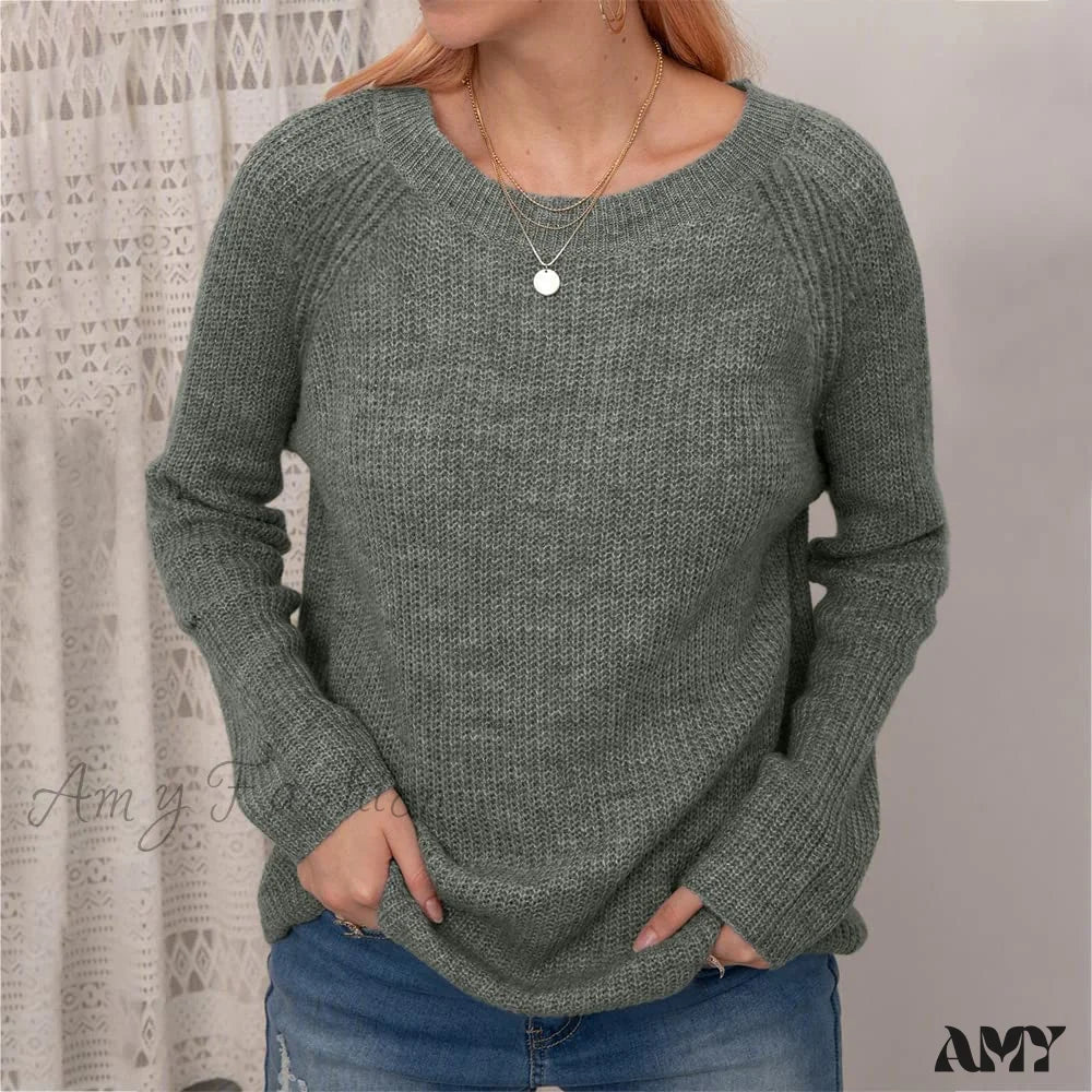 Amy Fashion - Women Winter Loose Casual Pullover Knit Sweater