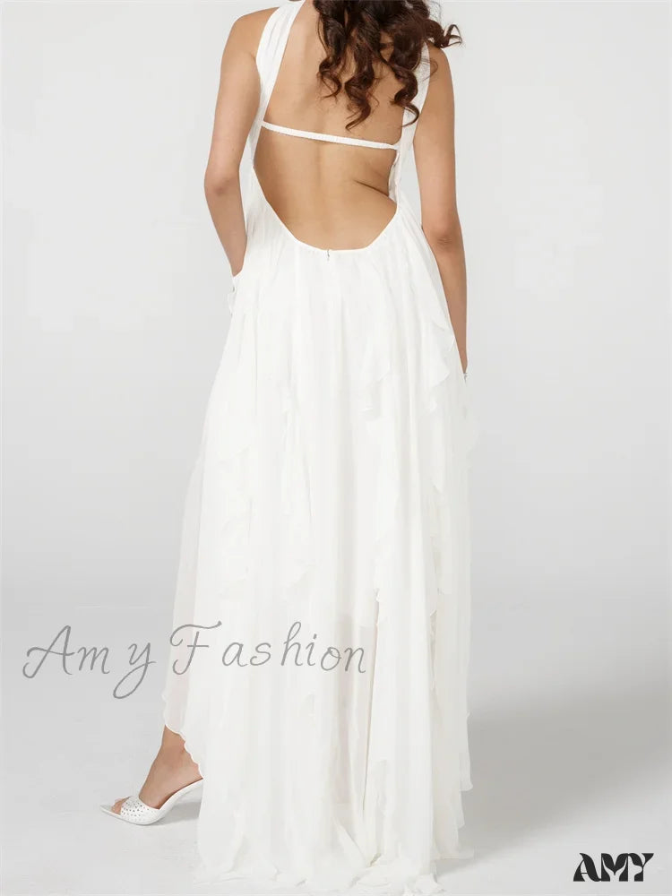 Amy Fashion - Women Y2K Tube Sexy Strapless Off Shoulder Ruffle Tassel Evening Party Halter