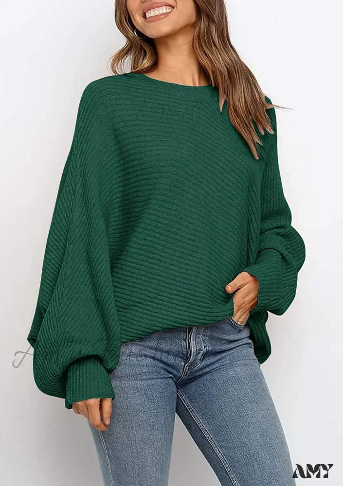 Amy Fashion - Women’s Oversized Long Bat Sleeve Sweater