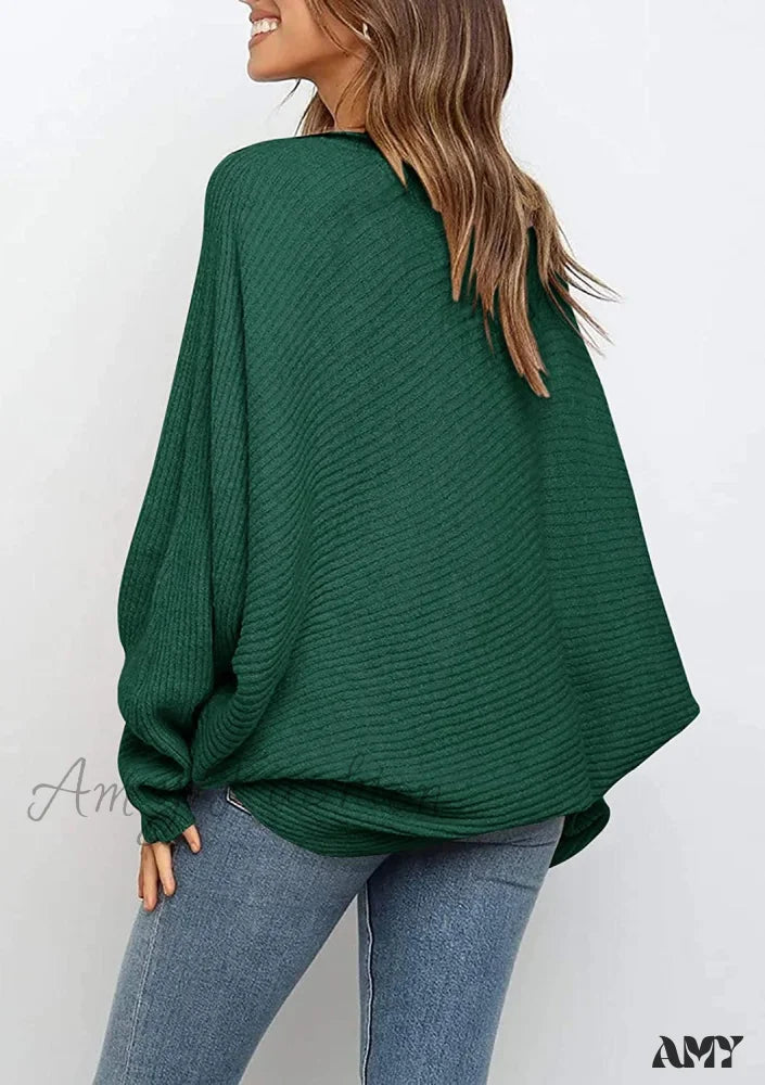 Amy Fashion - Women’s Oversized Long Bat Sleeve Sweater