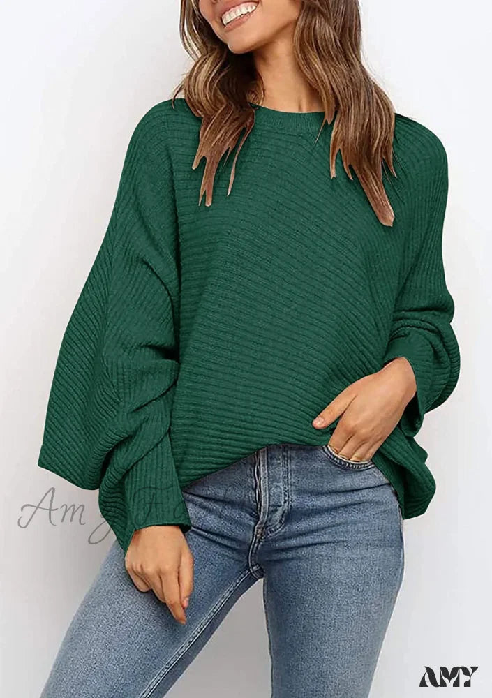 Amy Fashion - Women’s Oversized Long Bat Sleeve Sweater