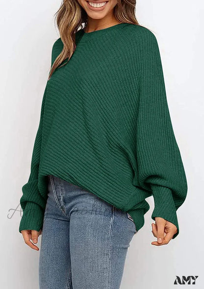 Amy Fashion - Women’s Oversized Long Bat Sleeve Sweater