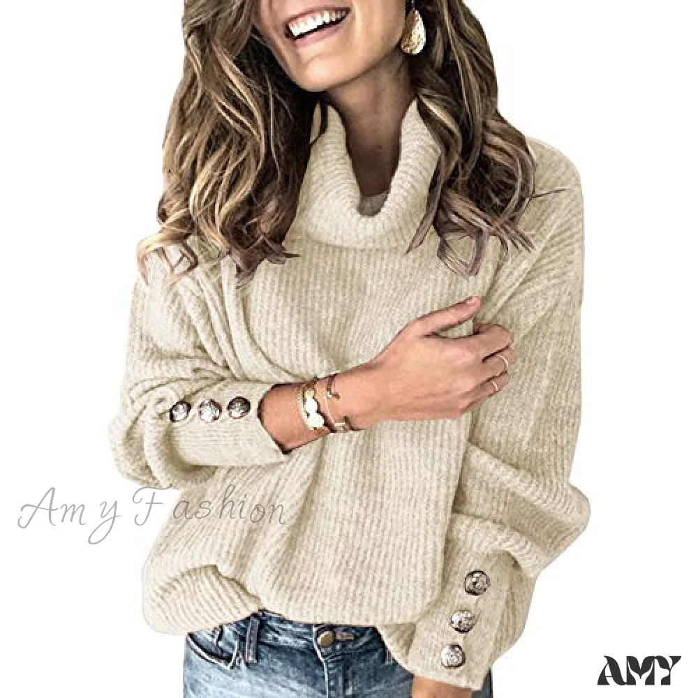 Amy Fashion - Women’s Oversized Turtleneck Chunky Pullover Sweaters