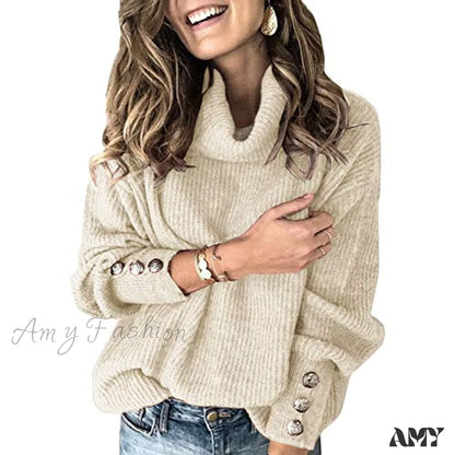 Amy Fashion - Women’s Oversized Turtleneck Chunky Pullover Sweaters