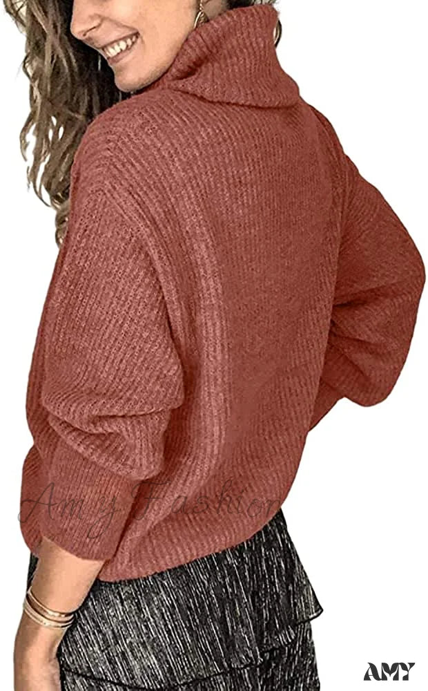 Amy Fashion - Women’s Oversized Turtleneck Chunky Pullover Sweaters