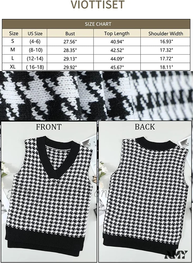 Amy Fashion - Women’s Oversized V Neck Knit Sweater Vest Tunic Sleeveless Pullover Top