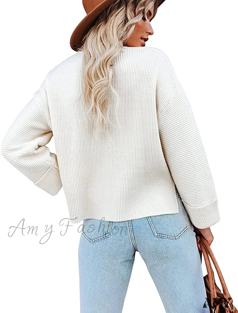 Amy Fashion - Women’s Turtleneck Oversized Long Sleeve Casual Warm Pullover