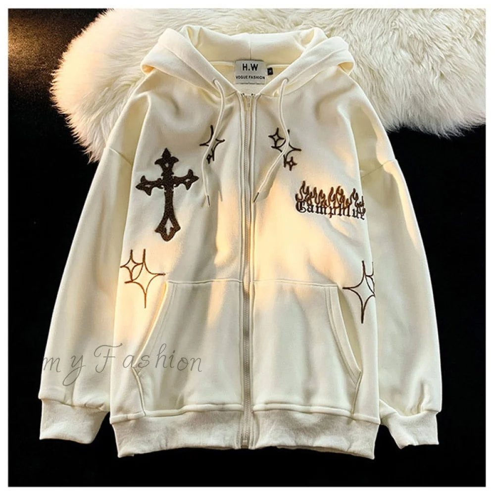 Amy Fashion - Y2K Rhinestone Skeleton Goth Hoodie