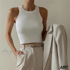 Amy Fashion - Y2K Sleeveless Knitted Crop Tops