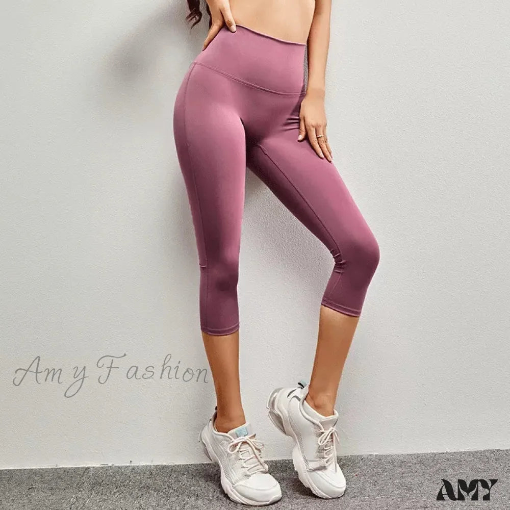 Amy Fashion - Yoga Pants Elastic High Waist Sport Leggings Jx-Qk733 Red / S