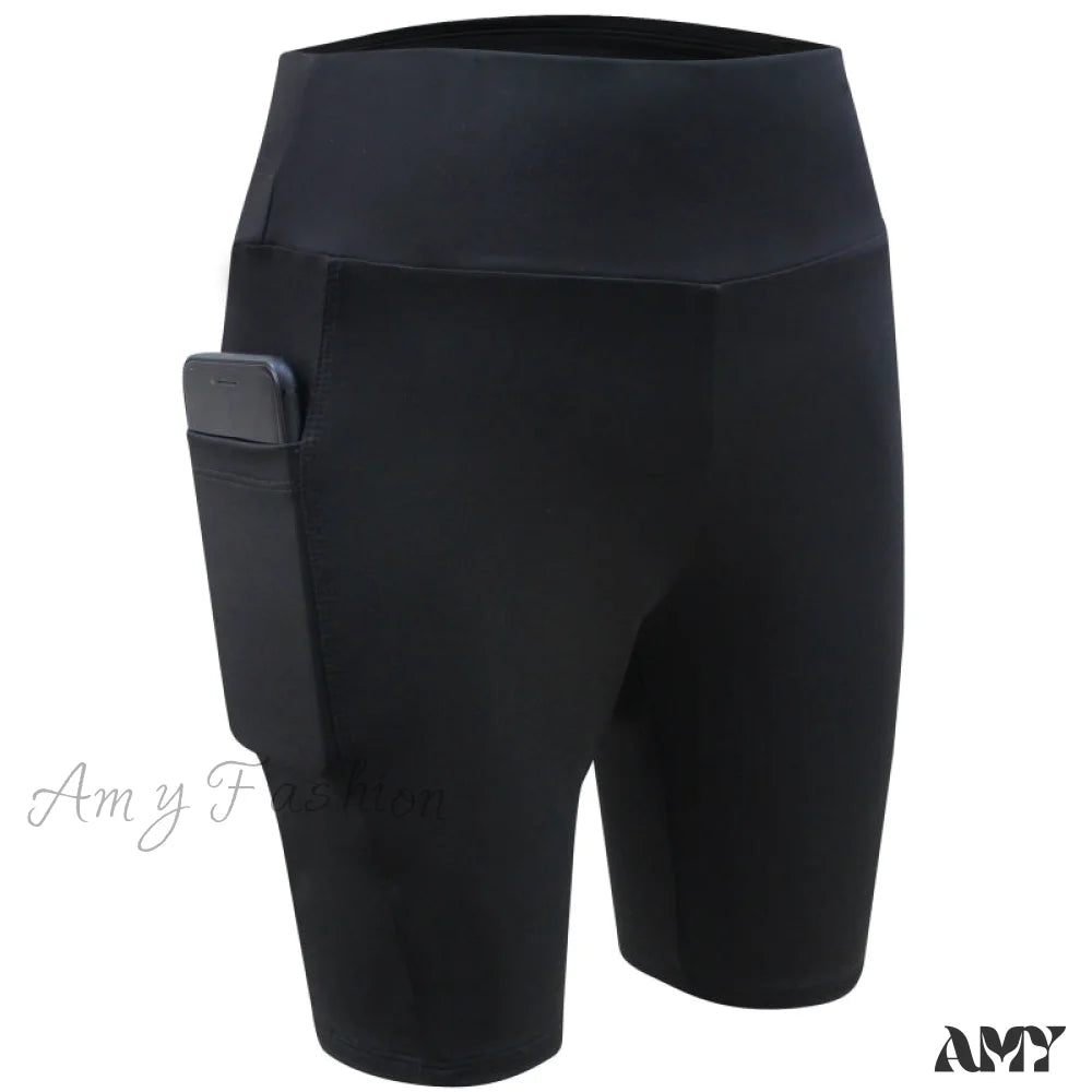 Amy Fashion - Yoga Pants Gym Sports Running Shorts 1-Black / S