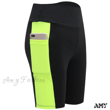 Amy Fashion - Yoga Pants Gym Sports Running Shorts 1-Fluorescent Green / S